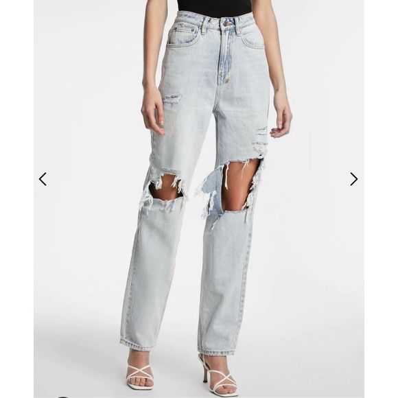 Ksubi Denim - Ksubi The Muse Playback ripped knee light wash jeans straight wide size 24” 100%